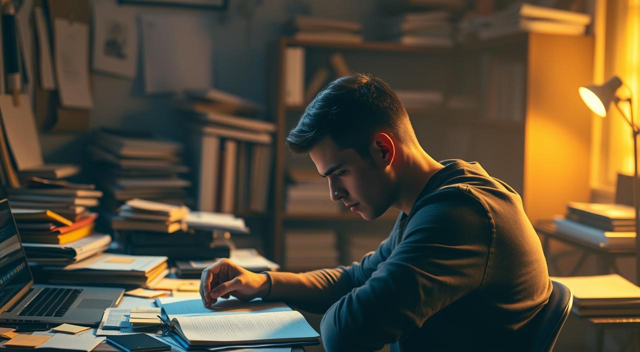 jovem sentado na mesa do computador tentando vencer a procrastinação