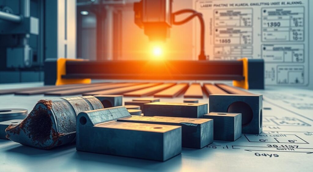 A detailed technical illustration showcasing the most common laser cutting errors. In the foreground, various cut pieces with flaws such as charring, burrs, and uneven edges. In the middle ground, a high-precision laser cutting machine with its inner workings visible, illuminated by bright industrial lighting. In the background, a technical blueprint or schematic, providing context and technical specifications. The overall mood is one of precision, engineering, and the importance of understanding and avoiding common laser cutting pitfalls. The image conveys a sense of educational and informative value, suitable for inclusion in a technical article on the subject. A detailed technical illustration showcasing the most common laser cutting errors. In the foreground, various cut pieces with flaws such as charring, burrs, and uneven edges. In the middle ground, a high-precision laser cutting machine with its inner workings visible, illuminated by bright industrial lighting. In the background, a technical blueprint or schematic, providing context and technical specifications. The overall mood is one of precision, engineering, and the importance of understanding and avoiding common laser cutting pitfalls. The image conveys a sense of educational and informative value, suitable for inclusion in a technical article on the subject.