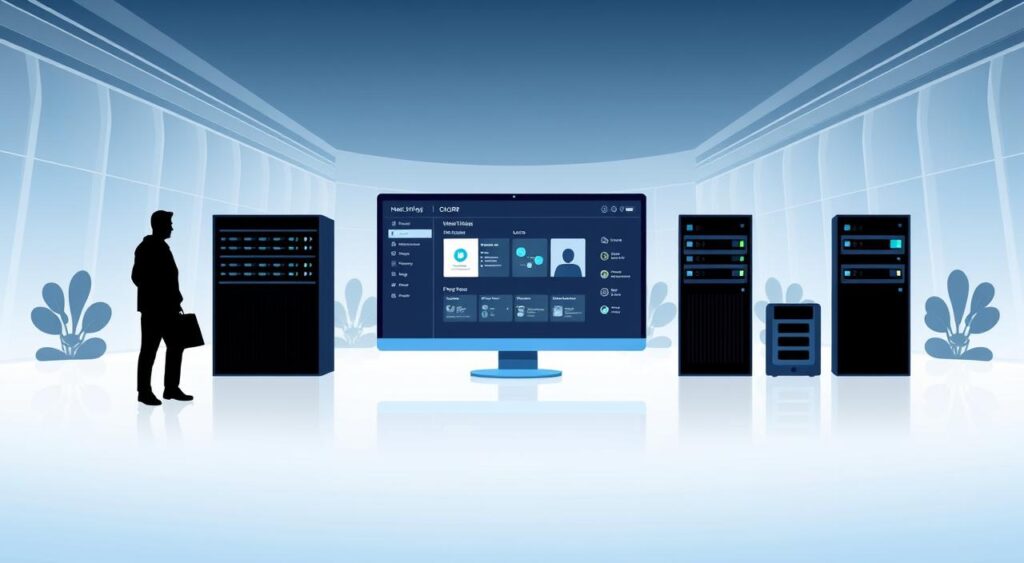 A modern, clean and informative illustration showcasing the various types of website hosting solutions available in the market. The image should depict a minimalist, high-tech aesthetic with a focus on simplicity and clarity. In the foreground, distinct silhouettes or icons represent different hosting options such as shared hosting, VPS, dedicated servers, and cloud hosting. The middle ground should feature a sleek, streamlined web hosting platform interface, highlighting key features and capabilities. The background should convey a sense of technological sophistication with subtle gradients, geometric patterns, or futuristic architectural elements. The overall composition should be well-balanced, visually striking, and effectively communicate the breadth of hosting solutions to the viewer. A modern, clean and informative illustration showcasing the various types of website hosting solutions available in the market. The image should depict a minimalist, high-tech aesthetic with a focus on simplicity and clarity. In the foreground, distinct silhouettes or icons represent different hosting options such as shared hosting, VPS, dedicated servers, and cloud hosting. The middle ground should feature a sleek, streamlined web hosting platform interface, highlighting key features and capabilities. The background should convey a sense of technological sophistication with subtle gradients, geometric patterns, or futuristic architectural elements. The overall composition should be well-balanced, visually striking, and effectively communicate the breadth of hosting solutions to the viewer.