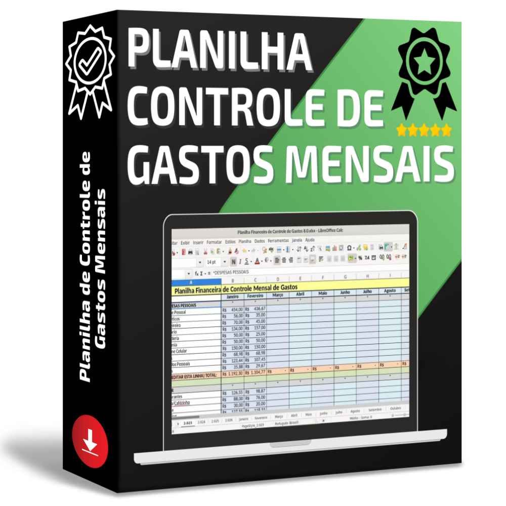 imagem de uma planilha de controle de gastos mensais