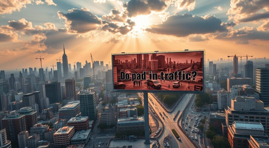 A striking aerial view of a bustling city skyline, with towering skyscrapers and cranes dotting the horizon. In the foreground, a vibrant cityscape filled with busy streets, bustling pedestrians, and vehicles of all kinds. Rays of warm, golden sunlight filter through the clouds, casting a welcoming glow over the scene. In the middle ground, a large billboard stands prominently, depicting a captivating visual representation of the concept "Why invest in paid traffic?", conveying the power and potential of this marketing strategy. The overall mood is one of dynamism, opportunity, and the promise of growth and success. A striking aerial view of a bustling city skyline, with towering skyscrapers and cranes dotting the horizon. In the foreground, a vibrant cityscape filled with busy streets, bustling pedestrians, and vehicles of all kinds. Rays of warm, golden sunlight filter through the clouds, casting a welcoming glow over the scene. In the middle ground, a large billboard stands prominently, depicting a captivating visual representation of the concept "Why invest in paid traffic?", conveying the power and potential of this marketing strategy. The overall mood is one of dynamism, opportunity, and the promise of growth and success.