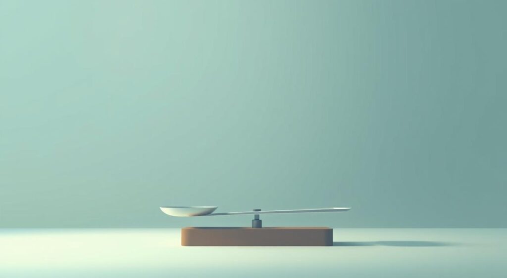 A serene, minimalist illustration depicting the Pareto Principle of 80/20 benefits. In the foreground, a stylized set of scales, the "20%" side weighted heavily, visually representing the outsized impact of a few key actions. The background features a soft, muted gradient in shades of blue and green, creating a calming, contemplative atmosphere. The lighting is soft and diffuse, lending an air of introspection. The composition is balanced and clean, allowing the core concept to shine through without distractions. The overall tone evokes the advantages of leveraging the Pareto Principle - efficiency, focus, and maximizing impact.