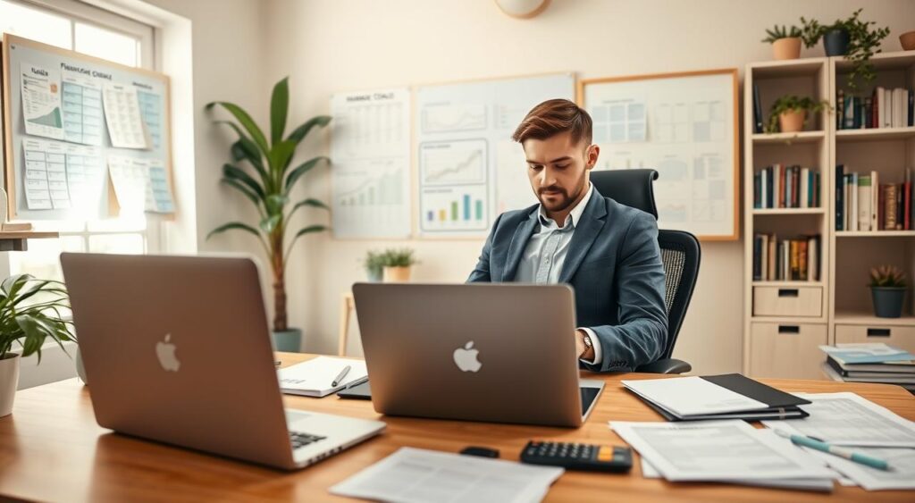 organização finanças trabalho remoto